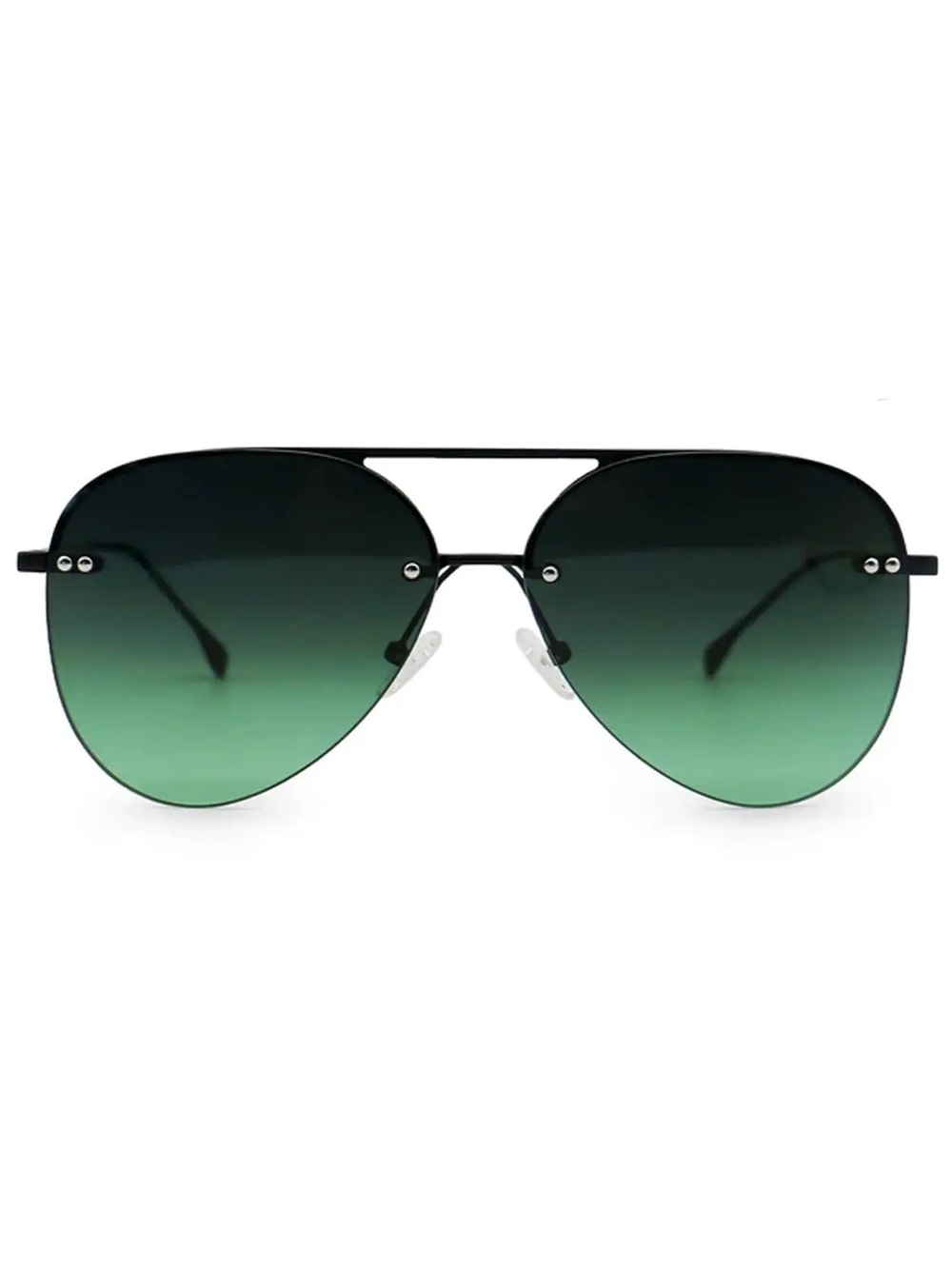TOPFOXX Unisex Aviator Sunglasses - Black Frame with Green Gradient Lenses|
